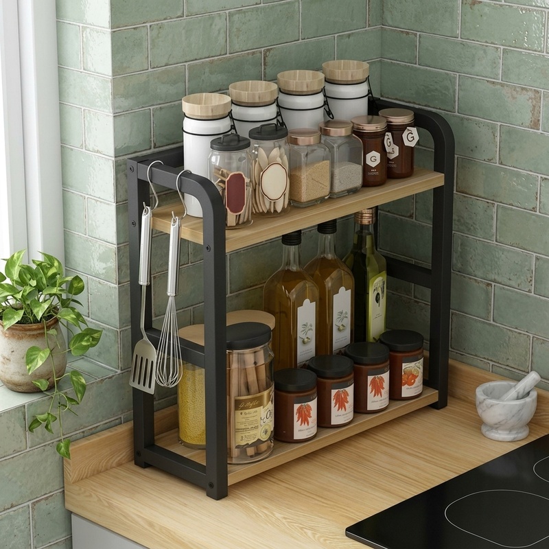 Kitchen Uncle - Estante metálico de dos niveles para